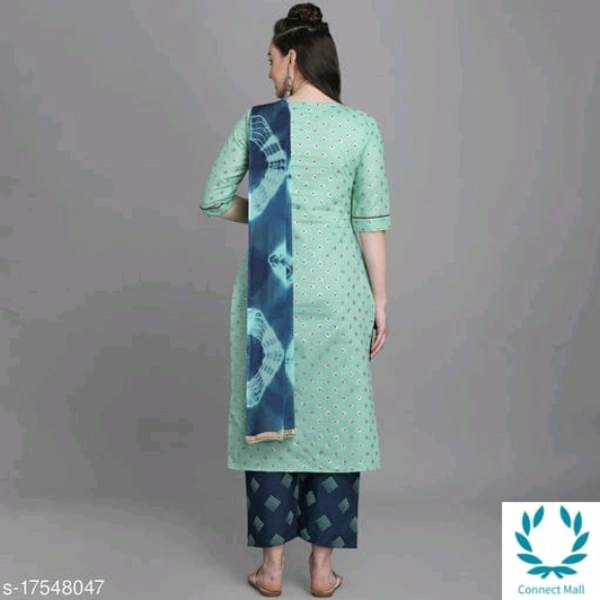 Women Cotton Straight Printed Long Kurti With Palazzos - M, Cotton, Kurta With  Dupatta And Bottom Wears : Palazzo, Pack of :1